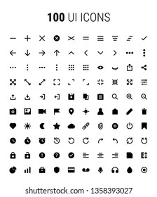 Pack of 100 UI Icons - filled, minimalistic, application, mobile, modern, web, high quality, vector