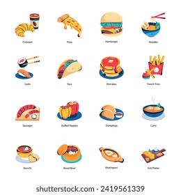 Pack of 16 Classic Food Flat Icons 

