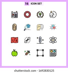 Paquete de 16 líneas de persona llenas de color plano creativo; gestión; ui; plazo; elementos de diseño de vectores creativos editables de hojas