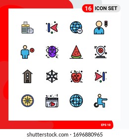 Pack of 16 creative Flat Color Filled Lines of electricity; avatar; globe; user; edit Editable Creative Vector Design Elements