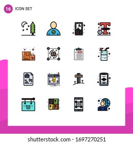Pack of 16 creative Flat Color Filled Lines of shopping; bag; games; design; logo Editable Creative Vector Design Elements