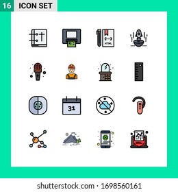 Pack of 16 creative Flat Color Filled Lines of entrepreneur; business; code; rocket; html Editable Creative Vector Design Elements