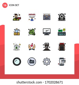 Pack of 16 creative Flat Color Filled Lines of millionaire; billionaire; sign; learning; book Editable Creative Vector Design Elements