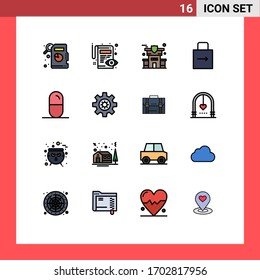 Packung mit 16 kreativen, flachen, farbigen Tabletten; Gesundheit; Eigentum; dope; Schutz bearbeitbarer Design-Elemente für kreative Vektorillustrationen