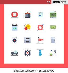 Pack of 16 creative Flat Colors of money; cash; expenses; business; id card Editable Pack of Creative Vector Design Elements