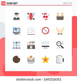 Pack of 16 creative Flat Colors of graph; ecommerce; easter; wellness; soak Editable Pack of Creative Vector Design Elements