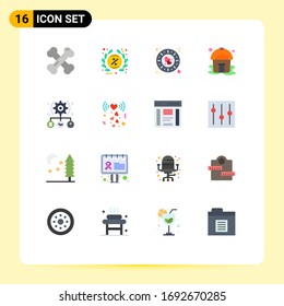 Pack of 16 creative Flat Colors of todo; yurt; promotion; tent; romantic Editable Pack of Creative Vector Design Elements