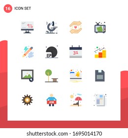 Conjunto de 16 colores planos creativos de innovación; creativo; seguro; pintura; paquete editable de arte con elementos de diseño de vectores creativos