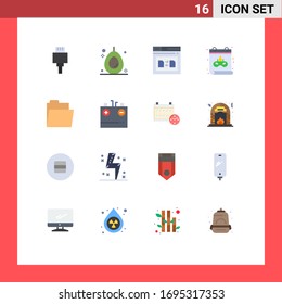 Paquete de 16 colores planos creativos de batería; carpeta; web; archivos; paquete editable de máscaras de elementos de diseño de vectores creativos
