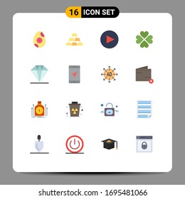 Pack of 16 creative Flat Colors of mobile; gift; play; diamond; favorite Editable Pack of Creative Vector Design Elements