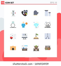 Paquete de 16 colores planos creativos de diseño; codificación; fecha; horno; Guantes Editable Pack de Elementos de diseño de vectores creativos