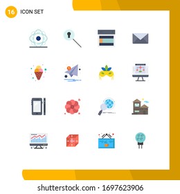 Pack of 16 creative Flat Colors of carnival; message; design; mail; website Editable Pack of Creative Vector Design Elements