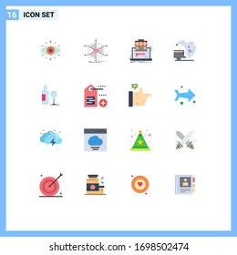 Pack of 16 creative Flat Colors of pollution; environment; resources; dump; data Editable Pack of Creative Vector Design Elements