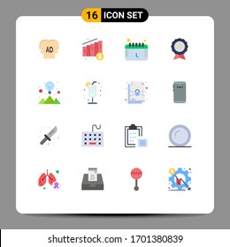 Paquete de 16 creativos colores planos de idea; de confianza; acontecimientos; garantía; paquete editable de ecommerce de elementos de diseño de vectores creativos