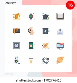 Pack of 16 creative Flat Colors of business; toy; festival; mobile; baby Editable Pack of Creative Vector Design Elements