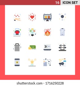 Paquete de 16 creativos colores planos de gimnasio; peso; supervisar; aptitud física; paquete editable de ciencia de elementos de diseño de vectores creativos