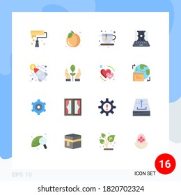 Paquete de 16 colores planos creativos de lanzamiento; tecnología; dieta; técnico; paquete editable de elementos de diseño de vectores creativos para ciencias de la computación