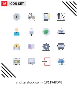 Pack of 16 creative Flat Colors of resources; party; accountant; music; karaoke Editable Pack of Creative Vector Design Elements