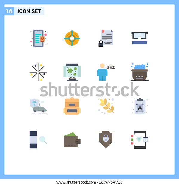 Pack of 16 creative Flat Colors of\
achievement; medical; electronic signature; glasses; internet\
Editable Pack of Creative Vector Design\
Elements