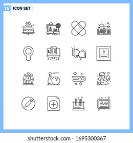 Pack of 16 creative Outlines of air; cooler; website; connection; keyboard Editable Vector Design Elements