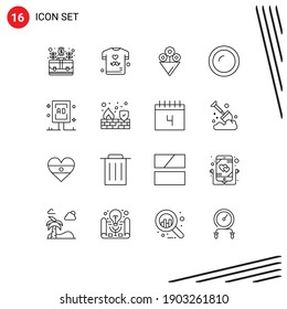 Pack of 16 creative Outlines of billboard; kitchen; shirt; household; cooking Editable Vector Design Elements