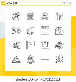 Pack of 16 creative Outlines of controller; industrial; online; drain; board Editable Vector Design Elements