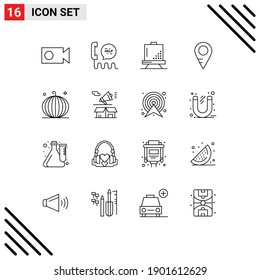Pack of 16 creative Outlines of crop; school; board; location; paint Editable Vector Design Elements