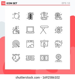 Paquete de 16 líneas de diseño creativas; el objetivo; química; seo; elementos de diseño de vectores editables de laboratorio