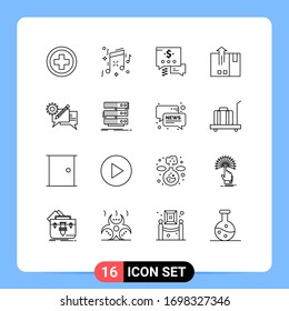 Pack of 16 creative Outlines of discussion; chat; mail; logistic; delivery Editable Vector Design Elements