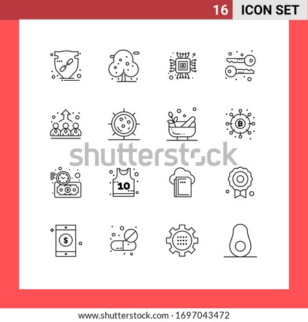 Pack of 16 creative Outlines of employer; business; tree; symmetric; graphy Editable Vector Design Elements