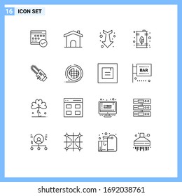 Conjunto de 16 líneas de energía creativas; puede; construcción; recto; elementos de diseño de vectores editables inferiores