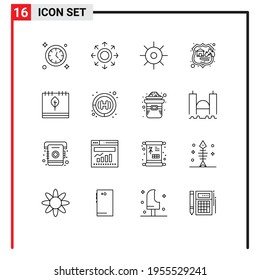 Pack of 16 creative Outlines of fall; autumn; lab; storage; hosting Editable Vector Design Elements