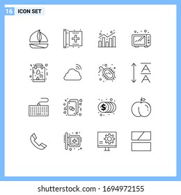 Pack of 16 creative Outlines of favorite; microwave; analytics; kitchen; statistics Editable Vector Design Elements
