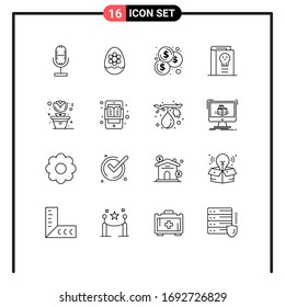 Pack of 16 creative Outlines of flower; halloween; plant; fantasy; book Editable Vector Design Elements