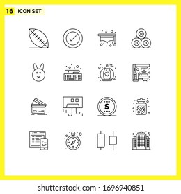 Paket mit 16 kreativen Hardware-Outlines; Ostern; Schule; bynny; Design-Elemente für Vektorillustrationen mit bearbeitbarer Natur