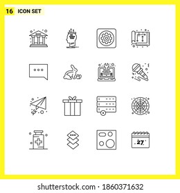 Paquete de 16 líneas de trabajo creativas; diseño; pensamiento; arquitecto; configuración de elementos de diseño de vectores editables