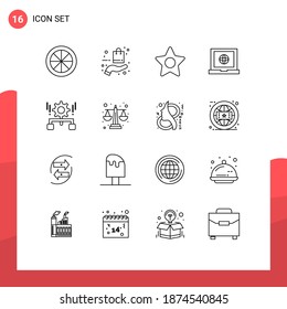 Pack of 16 creative Outlines of management; configuration; shopping; web; globe Editable Vector Design Elements