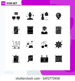 Pack of 16 creative Solid Glyphs of heart; nation; new science concepts; flag; australia Editable Vector Design Elements