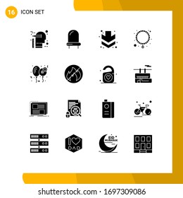 Pack of 16 creative Solid Glyphs of love; day; arrow; balloon; necklace Editable Vector Design Elements