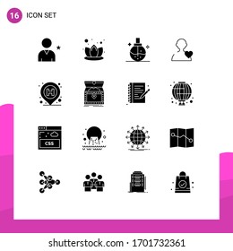 Envase de 16 glifos sólidos creativos de alfiler; hospital; atención; corazón; elementos de diseño de vectores editables de usuario