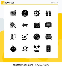 Pack of 16 creative Solid Glyphs of deal; business; georgian; agreement; settings Editable Vector Design Elements