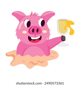 Pack of 16 Cute Swine Flat Stickers 

