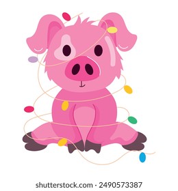 Pack of 16 Cute Swine Flat Stickers 

