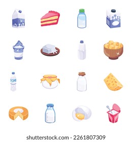 Pack of 16 Dairy 2D Icons

