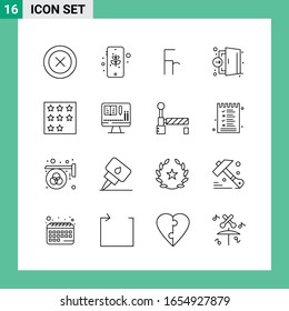 Pack of 16 Line Style Icon Set. Outline Symbols for print. Creative Signs Isolated on White Background. 16 Icon Set.
