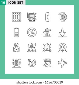 Pack of 16 Line Style Icon Set. Outline Symbols for print. Creative Signs Isolated on White Background. 16 Icon Set.