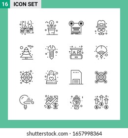 Pack of 16 Line Style Icon Set. Outline Symbols for print. Creative Signs Isolated on White Background. 16 Icon Set.