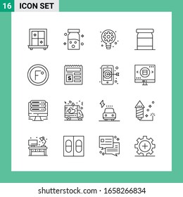 Paquete de 16 iconos de estilo de línea. Símbolos de esquema para impresión. Carteles creativos aislados en fondo blanco.16 Conjunto de iconos.