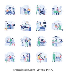 Pack of 16 Medical Characters Flat Illustrations 

