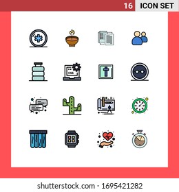 Pack of 16 Modern Flat Color Filled Lines Signs and Symbols for Web Print Media such as friends; wlan; diwali; transfer; file Editable Creative Vector Design Elements